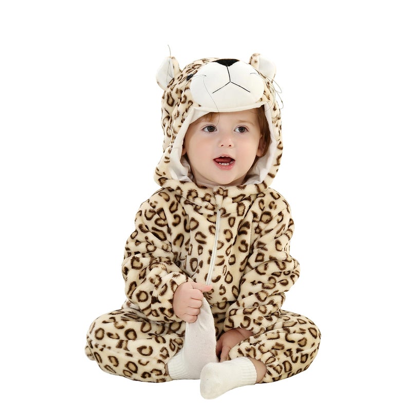 TONWHAR Unisex-Baby Animal Onesie Costume Cartoon Animal Outfit Homewear Kids' One-Piece Rompers(18-24 Months, Leopard) - Image 1